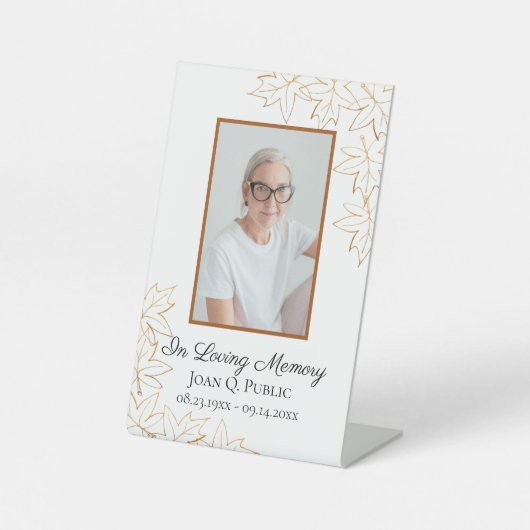 Fall Maple Blätter Feier Lebensbeerdigung Sockelschild (Vorderseite)