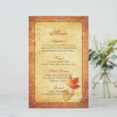 Fall Maple Blätter Hochzeitmenü Karte (Stehend Vorderseite)