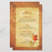 Fall Maple Blätter Hochzeitmenü Karte (Vorne/Hinten)