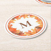 Fall Maple-Blätter Monogramm Runder Pappuntersetzer (Angewinkelt)