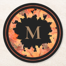 Fall Maple Blätter Monogramm Schwarz