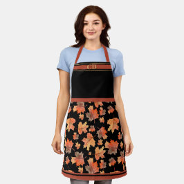 Fall Maple-Blätter Umblenddruckschwarz Monogramm Schürze