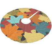 Fall Maple Blätter Vintag Illustration Polyester Weihnachtsbaumdecke (Schrägansicht)