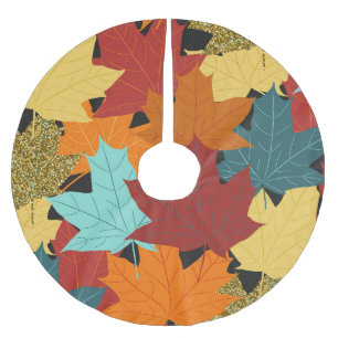 Fall Maple Blätter Vintag Illustration Polyester Weihnachtsbaumdecke
