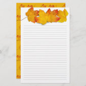 Fall Maple Leaf Border, Lined Writing Paper Briefpapier (Vorne/Hinten)