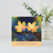 Fall Maple Leaf Custom Wedding Einladung (Stehend Vorderseite)