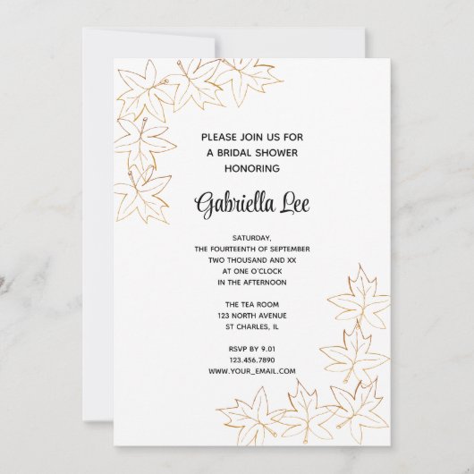 Fall Maple Leaf Edge Brautparty Einladung (Vorderseite)