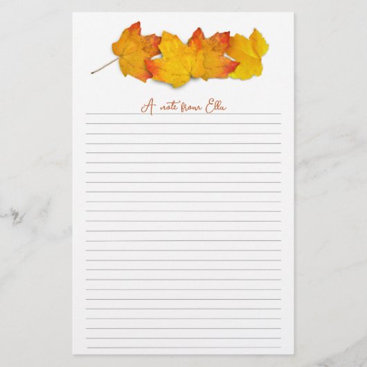 Fall Maple Leaf-Grenze, Schriftstück mit Linde Briefpapier (Vorderseite)
