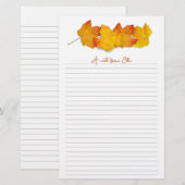 Fall Maple Leaf-Grenze, Schriftstück mit Linde Briefpapier (Vorne/Hinten)