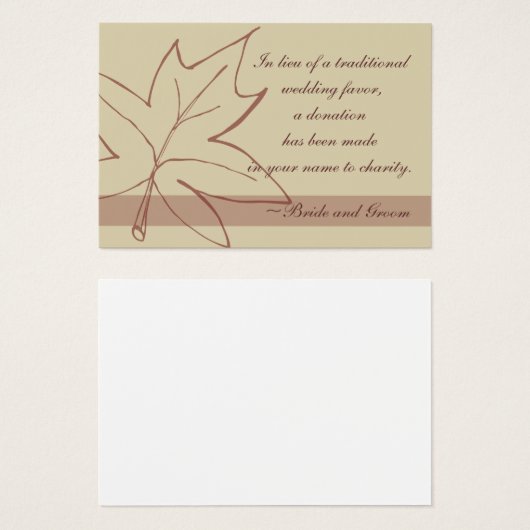 Fall Maple Leaf Hochzeit Wohltätigkeit Gunst Card (Vorne & Hinten)