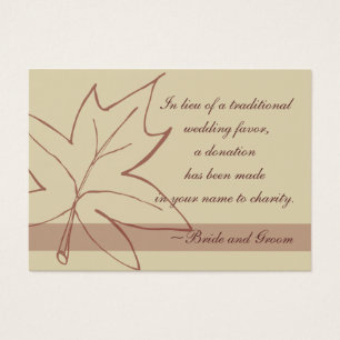 Fall Maple Leaf Hochzeit Wohltätigkeit Gunst Card