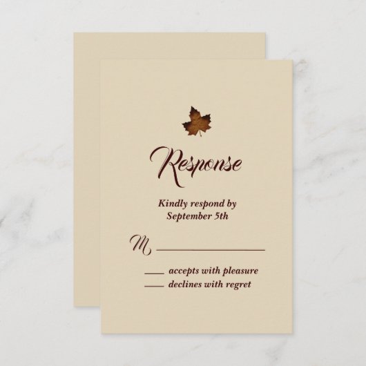 Fall Maple Leaf UAWG - Beige RSVP Karte (Vorne/Hinten)