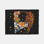 Fall Maple Tree Print Dog Lover Happy Thanksgiving Fleecedecke (Vorderseite (Horizontal))