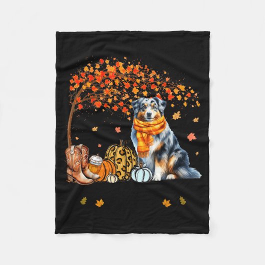 Fall Maple Tree Print Dog Lover Happy Thanksgiving Fleecedecke (Vorderseite)