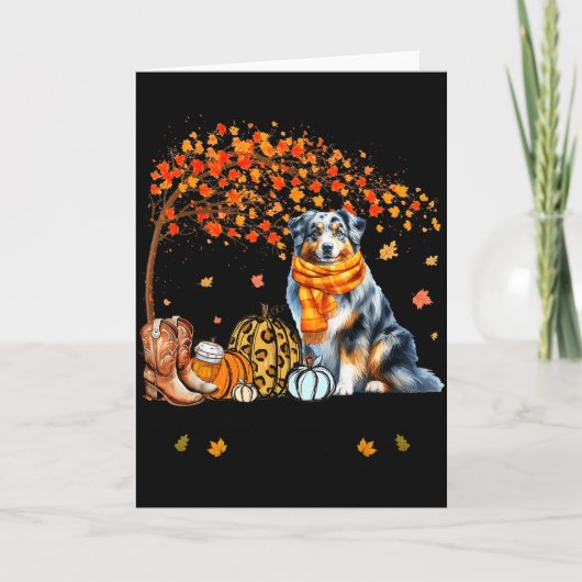 Fall Maple Tree Print Dog Lover Happy Thanksgiving Karte (Vorderseite)