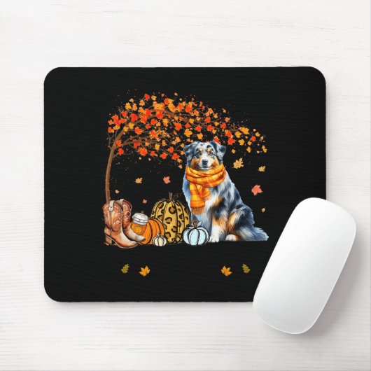 Fall Maple Tree Print Dog Lover Happy Thanksgiving Mousepad (Mit Mouse)