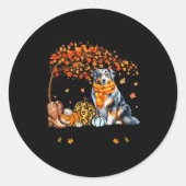 Fall Maple Tree Print Dog Lover Happy Thanksgiving Runder Aufkleber (Vorderseite)