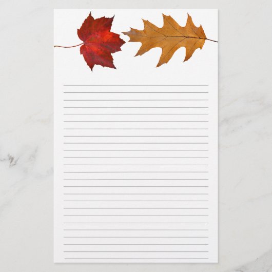 Fall Maple und Oak Leaf Schriftpapier Briefpapier (Vorderseite)