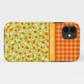 Fall Marigolds und Karo Gingham iPhone 5/5 Case-Mate iPhone Hülle (Rückseite (Horizontal))