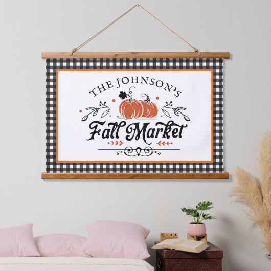 Fall Market Pumpkin Patch | Bauernhof Wandteppich Mit Holzrahmen (Schlafzimmer)