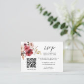 Fall Maroon Beige Pink Floral QR Code Hochzeit RSV Begleitkarte (Stehend Vorderseite)