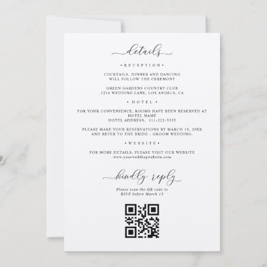 Fall Maroon Blush Gold All in 1 QR Code Hochzeit Einladung (Rückseite)