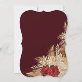 Fall Maroon Gold Watercolor Florals Wedding Einladung (Rückseite)