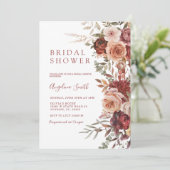 Fall Marsala Blume Brautparty Einladung (Stehend Vorderseite)