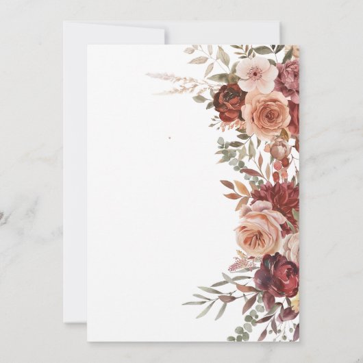 Fall Marsala Blume Brautparty Einladung (Rückseite)