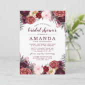 Fall Marsala Blush Peony Bridal Einladung (Stehend Vorderseite)