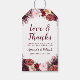 Fall Marsala Blush Pink Gastgeschenk Hochzeit Tags Geschenkanhänger