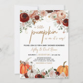 Fall Marsala Burgundy Floral Pumpkin Baby Dusche Einladung (Vorderseite)