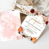 Fall Marsala Burgundy Floral Pumpkin Baby Dusche Einladung