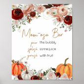 Fall Marsala Burgundy Floral Pumpkin Mama Osa Bar Poster (Vorne)
