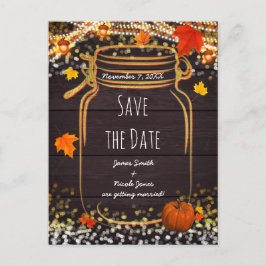 Fall Mason Jar Rustikaler Herbst Save the Date Ankündigungspostkarte