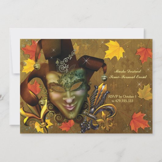 Fall Masquerade Geburtstagsparty Einladungen (Rückseite)