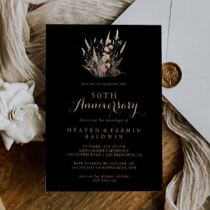 Fall Meadow Wild Floral 50. Hochzeitstag Einladung