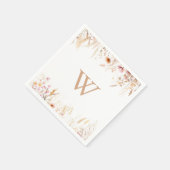Fall Meadow Wild Floral Monogram Wedding Serviette (Ecke)