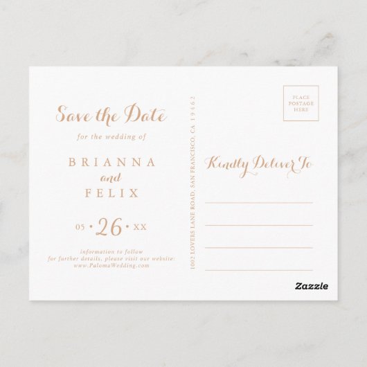 Fall Meadow Wild Floral Save the Date Postkarte (Rückseite)