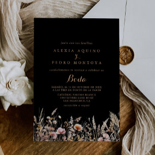 Fall Meadow Wild Floral Spanish Wedding Einladung
