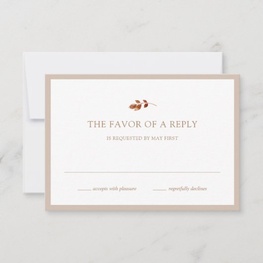 Fall Minimalistische Taupe RSVP Karte (Vorderseite)