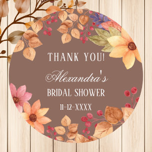 Fall Mocha Herbst Brautparty Vielen Dank Runder Aufkleber