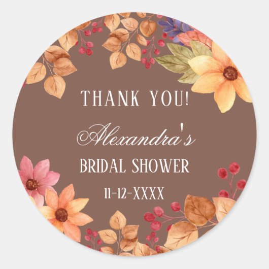 Fall Mocha Herbst Brautparty Vielen Dank Runder Aufkleber (Vorderseite)