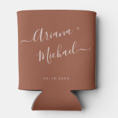 Fall Modern Custom Terracotta Script Names Wedding Dosenkühler (Rückseite)