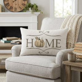 Fall Modern Farmhouse ZUHAUSE Zitat mit Pumpkin Lendenkissen