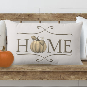 Fall Modern Farmhouse ZUHAUSE Zitat mit Pumpkin Lendenkissen