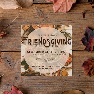 Fall Modern Friendsgiving Erntedank Holiday Einladung