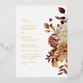 Fall Modern Gold Wedding Folieneinladung (Vorderseite)
