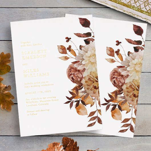 Fall Modern Gold Wedding Folieneinladung