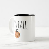 Fall Modern Striped Pumpkin Halloween Zweifarbige Tasse (Vorderseite Links)